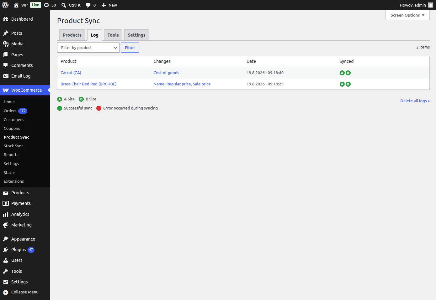 woocommerce-product-sync-log